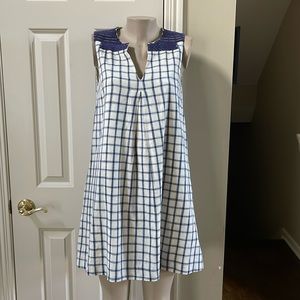 Madewell Blue/Ivory Print Embroidery Detail Dress, small